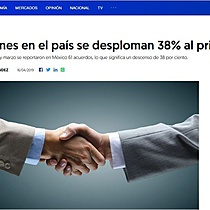 Fusiones en el pas se desploman 38% al primer trimestre